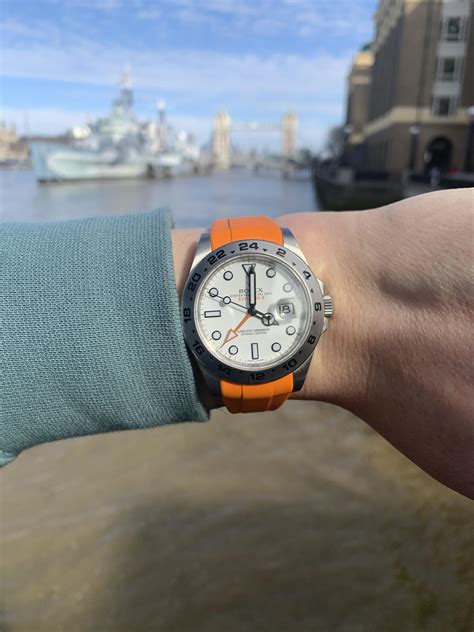 orange strap for rolex explorer ii|rolex explorer 2 strap size.